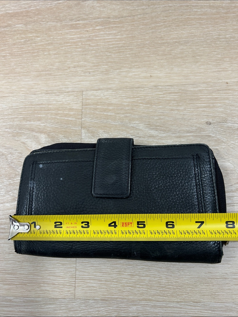 Fossil Black Leather Zip-Around Wallet with Gold Zipper Pull - Picture 2 of 4